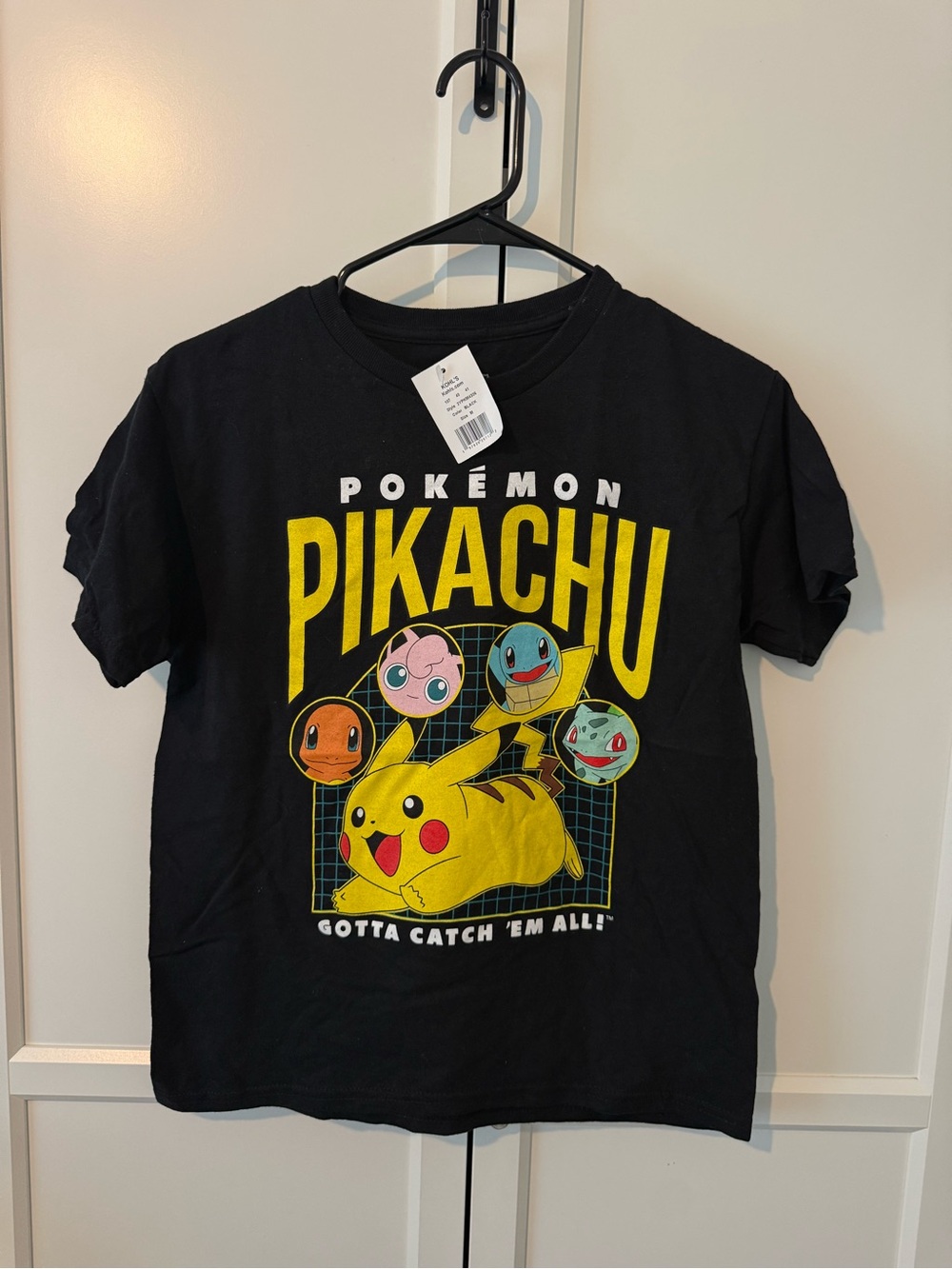 Pokemon Black Pikachu Graphic Tee with Yellow & Multicolor Characters